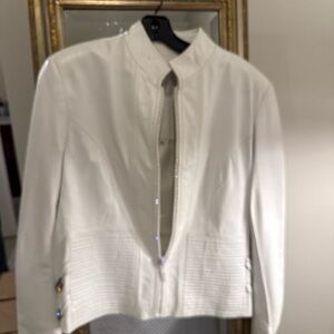 Jovi White Leather Rhinestone Jacket